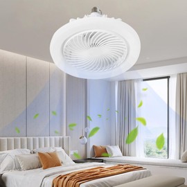 Ventilador de Techo con Luz LED, 10 Pulgadas, 1900lm, 22W, 6500K, Control de Interruptor, E27, Blanco, Motor DC Silencioso, Ahorro Energético, Ideal para Dormitorios y Oficinas