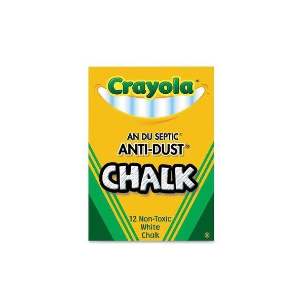 Crayola Nontoxic Anti-Dust Chalk, White, 12 Sticks/Box (50-1402) Case of 72 Dozens