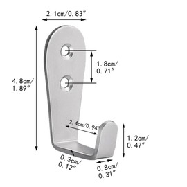 Beilala Coat Hooks Wall Mounted, 8 Pack Brushed Steel Door Hooks Heavy Duty Single Small Metal L Hangers for Clothes Robe Towel Hat Bag Key Cup, Silver