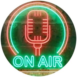 On Air Microphone Studio Dual Color LED Neon Sign Green & Red 12" x 8.5" st6s32-i3474-gr
