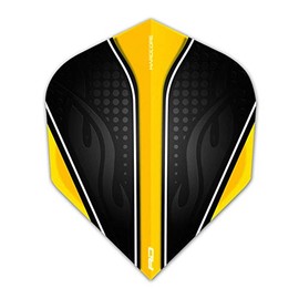 RED DRAGON Hardcore Radical Black & Yellow Extra Thick Standard Dart Flights - 4 sets Per Pack (12 Dart Flights in total)