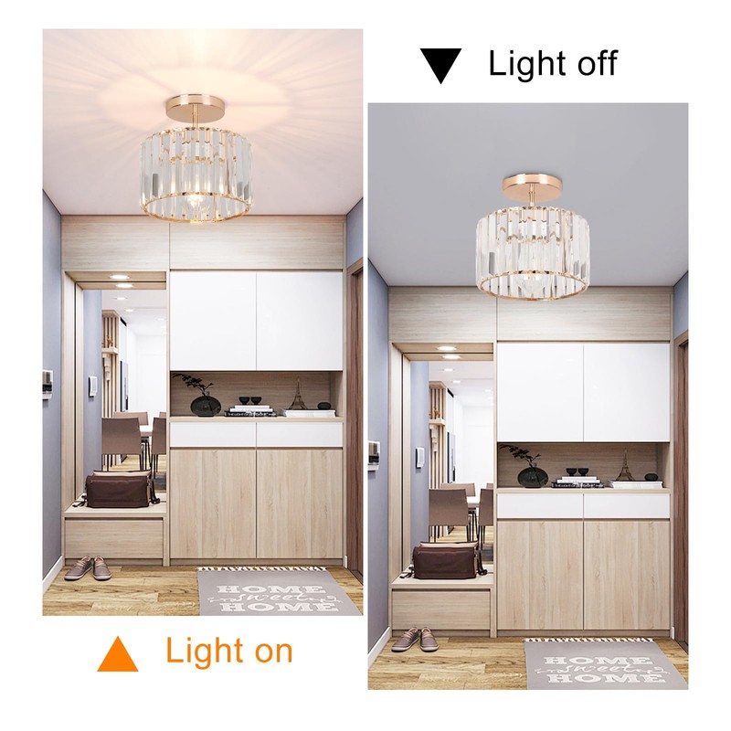 ZYDTRIP Crystal Ceiling Light Fixture Semi Flush Mount Ceiling Lamp