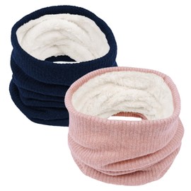 Chalier Fashion Unisex Winter Neck Warmer Thermal Lined Infinity Knitted Snood Scarf for Mens Womens (2 Pack)