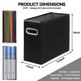 ComfortKeeper 4 Packs Letter Size File Organizer, File Folders Organizer, Fabric Storage Box, Collapsible Paper Organizer with Metal Handle, Smooth PVC Rails, Only Box (Black)