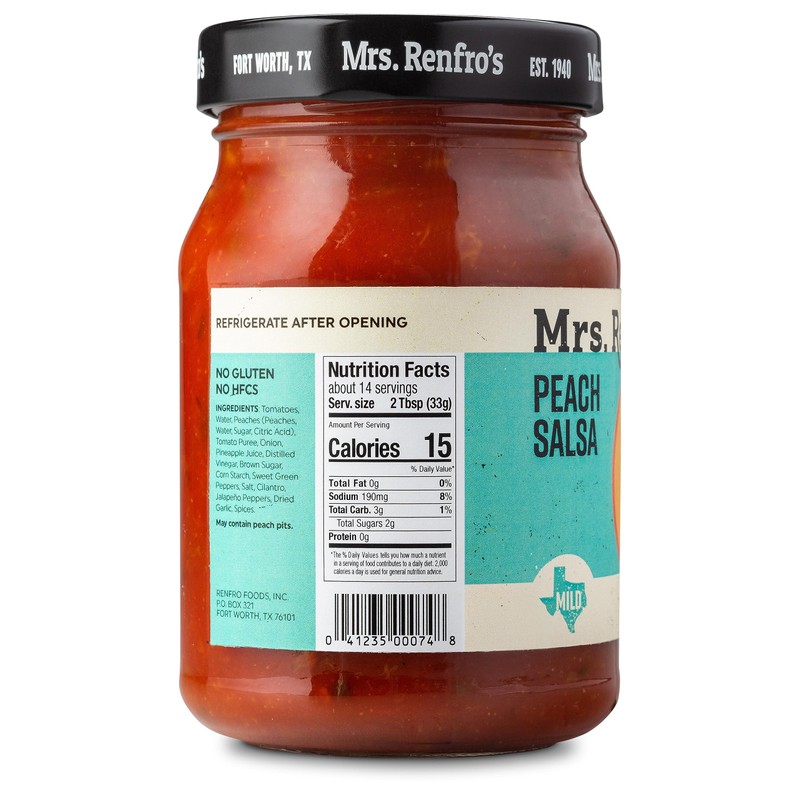 Mrs. Renfro’s Peach Salsa – Gluten Free (16-oz. jars, 4-pack)
