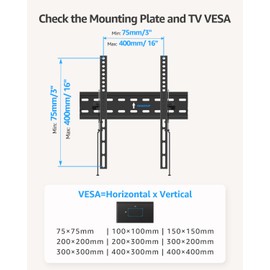MOUNTUP UL Listed TV Wall Mount, Tilting TV Bracket for Most 26-60 Inch LED LCD OLED Flat/Curved TVs, Low Profile Save Spacing, Fits 12" to 16" Stud, Max VESA 400x400mm up to 99 LBS, MU0007