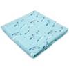Organic Cotton Muslin Swaddle - Watercolour Whales Aquatic Blue