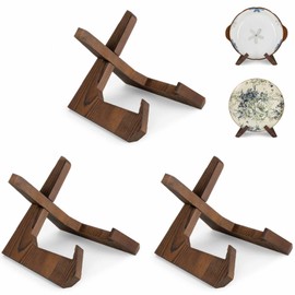 ANBOXIT Bowl Stands for Display, 6.5 Inch Plate Holder, Wooden Easel Frame Holder, Display Stand for Large Deep Platters and Dishes, 6.5" H x 8.5" W x 7.8" D (For Bowls under 5" in Depth)