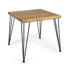Christopher Knight Home Audrey Indoor Industrial Acacia Wood Dining Table, Teak Finish, Rustic Metal