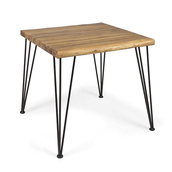 Christopher Knight Home Audrey Indoor Industrial Acacia Wood Dining Table, Teak Finish, Rustic Metal