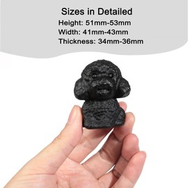 Sportmusies Natural Black Obsidian Stone Poodle Dog Figurine Decoration for Home Office, Hand-Carved Crystal Puppy Dog Animal Statue