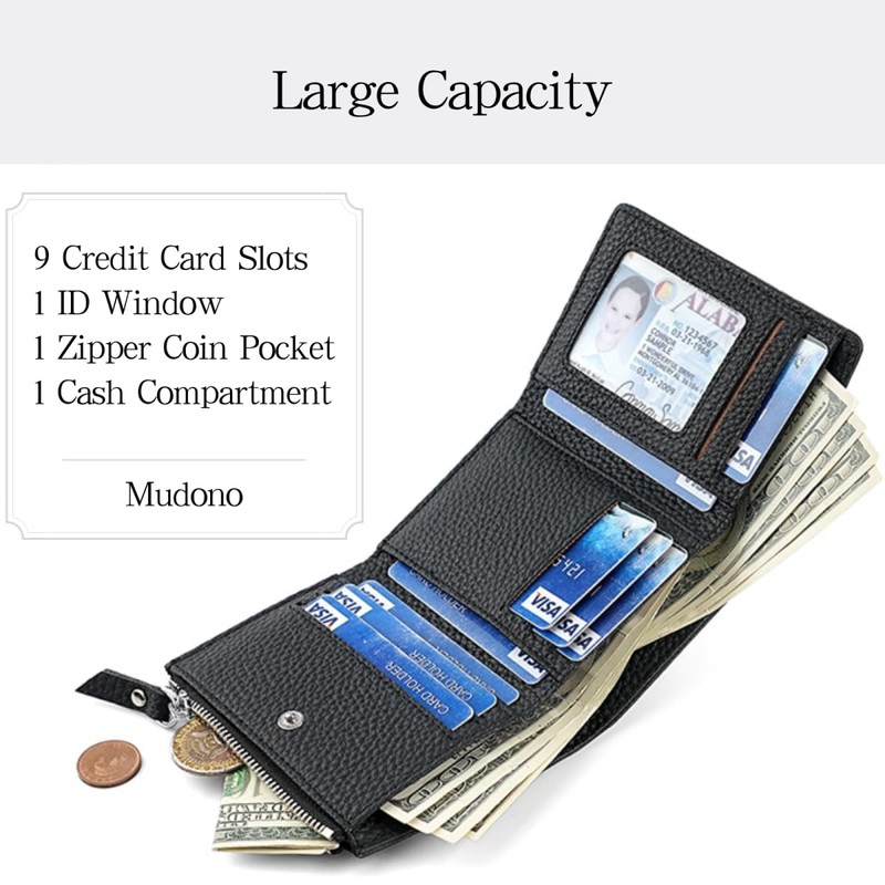 Mudono Women’s Wallet Small Genuine Leather Credit Card Holder RFID