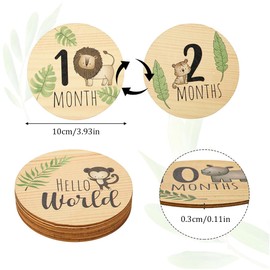 XKSOCT Pack of 7 Milestones Baby Monthly Cards Milestone Cards Baby Wooden with Coloured Animals Printed with Stand for Monthly Cards Baby