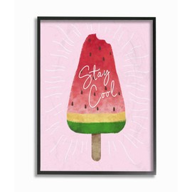 Stupell Industries Stay Cool Watermelon Ice Cream Pink Red Kids Nursery, Design by Artist Ziwei Li Wall Art, 11 x 14, Black Framed