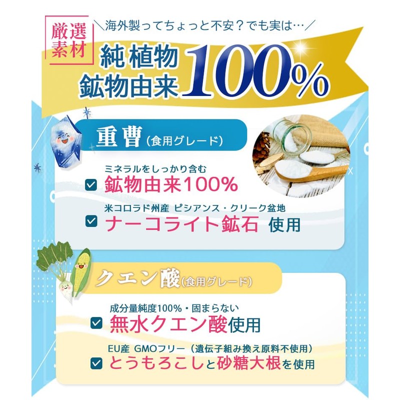 【薬剤師推薦】しあわせソーダ 重曹 クエン酸 食用 炭酸水 スティック 個包装 天然 アルミニウムフリー 桑郷