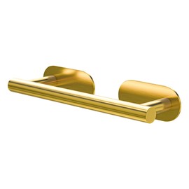 Amig - Portasciugamani adesivo da bagno Mod. Ea-1 | Supporto da parete per asciugamani Adesivo senza viti | 230 x Ø19 x 70 x 45 mm | Acciaio inossidabile | Oro opaco