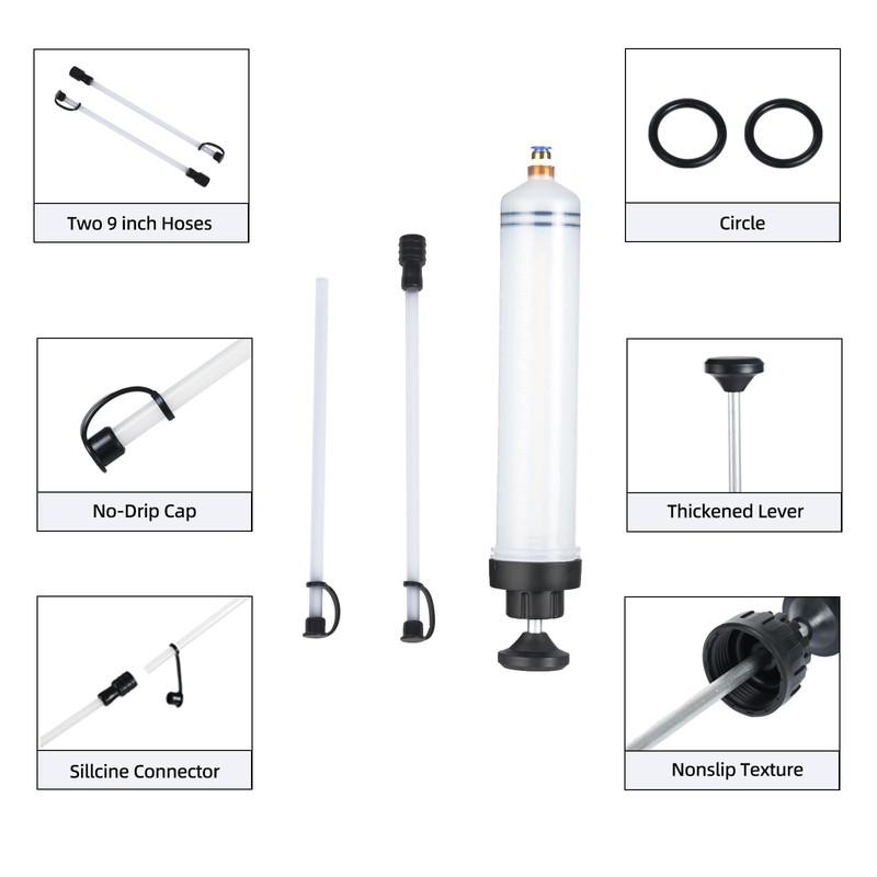 VortecSys Fluid Extractor Pump 500CC Manual Automotive - 2 Hoses
