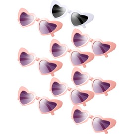 Frienda 9 Pairs Heart Shaped Sunglasses Bachelorette Heart Sunglasses Gift for Women Wedding Party Favors(White Grey, Pink Grey)