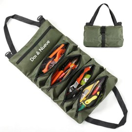 Dos & Nueve Roll-Up Tool Organizer Bag, Canvas Multi-Pocket Storage Tote with Handle, Army Green