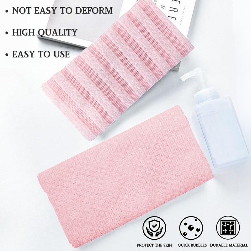 Toalla exfoliante corporal japonesa Rosa KEYRI de doble textura para
