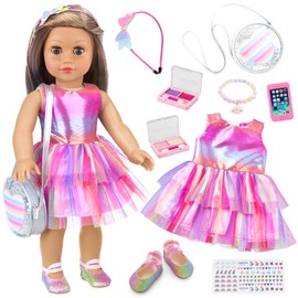 ZITA ELEMENT American 18 Inch Doll 14 Pcs Accessories Makeup Set with Dress for Generation Doll Makeup Beauty Set and Clothes for 18 Inch Doll (No Doll)