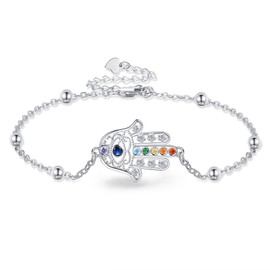 Hamsa Hand Evil Eye Bracelets Sterling Silver Hamsa Hand Gifts Evil Eye Jewellery for Women Mom Mother