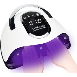 UV LED Lamp for Nails, 280 W Nail Dryer, Quick Drying Nail Curing Light with 66 LEDs, Car Sensor, 4 Timer Settings, Portable Handle, Larger Space, a Useful Nail Tool Set
