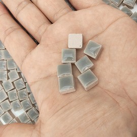 500PCS / 1.1LB Square Ceramic Mosaic Tiles, 0.4 x 0.4 inch Handmade Making Creative Micro Mosaic Tiles for DIY Art and Home Decorations (Grey)