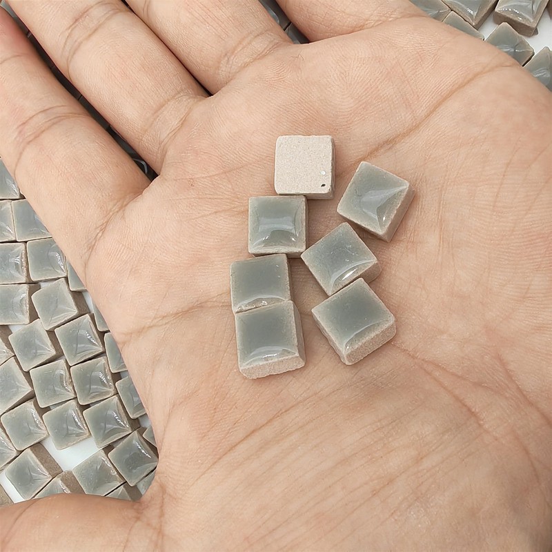 500PCS / 1.1LB Square Ceramic Mosaic Tiles, 0.4 x 0.4