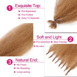 Springy Afro Twist Hair 30 Inch 2 Packs, Afro Twist Hair Pre Fluffed Spring Twist Hair Pre Separated Wrapping Hair for Soft Locs Hair Extensions (30 Inch (Pack of 2), 27#)