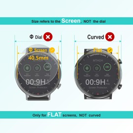 MTHGH 40.5mm(1.59inch) Diameter Screen Protector,(4 Pack) 9H Hardness Tempered Glass Screen Protector for Universal Round Watch with Anti-Scratch,Anti-Explosion,Bubble-Free,High-Definition