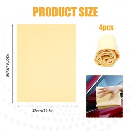 GMHLLES 4 PCS Chamois Leathers For Cars Shammy Leather Cloth for Car for Car Detailing, Windows or Motorcycle Cleaning
