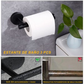 MXCOCO 3Pcs Portarrollos Higiénico Gancho Toallero, Autoadhesivo 304 Conjunto de Accesorios de Baño de Acero Inoxidable, Fácil de Instalar, No Requiere Perforación de Agujeros