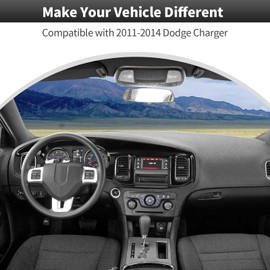 CheroCar Center Console Dashboard Trim Cover Interior Accessories for 2011-2014 Dodge Charger,Carbon Fiber