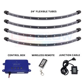 LEDGlow 4pc Standard Million Color LED Golf Cart Underglow Underbody Neon Lighting Kit Fits EZGO, Yamaha, Club Car, ICON, Evolution, Tomblerin, Star EV - Flexible Tubes - Previous Generation Model