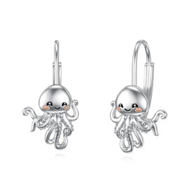 VONALA Octopus Earrings 925 Sterling Silver Tentacle Ocean Leverback Earrings Nautical Jewelry Gifts for Women