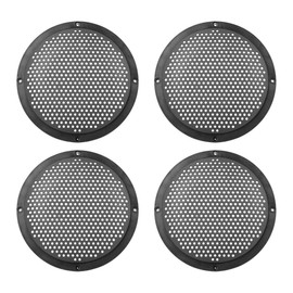 X AUTOHAUX 4pcs 6" Plastic Audio Speaker Cover Mesh Subwoofer Grill Horn Guard Decorative Circle Grille Protector Black for Cars