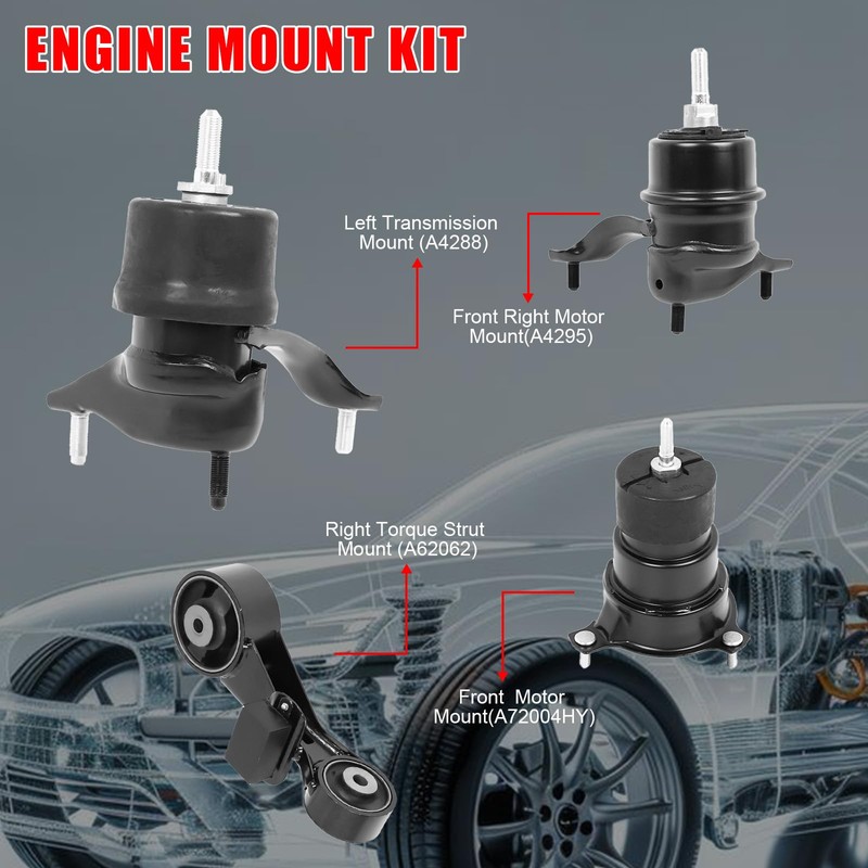 4Pcs Engine Motor Trans Mount Kit Fit for 2012-2017 Toyota
