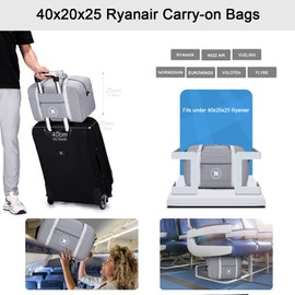BAGZY Ryanair Hand Luggage 40 x 20 x 25 Foldable Travel Bag Small Cabin Bag Hand Luggage Bag for Airplane 20L Hand Luggage Suitcase for Sports Bag Weekender Women Men, Ryanair 40x20x25cm-grey*2-197