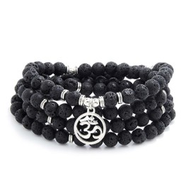 Om Mala Beads 108 Meditation Mantra Necklace Bracelet for Men or Women Prayer, Stone, No Gemstone