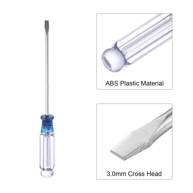 sourcing map Mini Slotted Screwdriver, 3.0 mm Flat Head 127