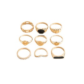 Stocking Stuffers Holiday Outfits for Women 2024 Gold Rings for Women Dainty Gold Knuckle Rings Stackacle Open Rings Set Gold Statement Rings Boho Finger Rings Midi Rings Set Trendy Jewelry Birthday Gifts for Girls(Style2)