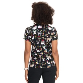 KOI Basics Leslie Women's 2-Pocket Stretch Print Top Fancy Party XS