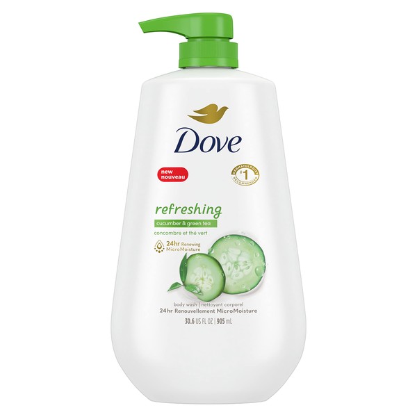 Dove Refreshing Revitalizes And Refreshes Skin Body Wash, Cucumber and Green Tea, 34 fl oz