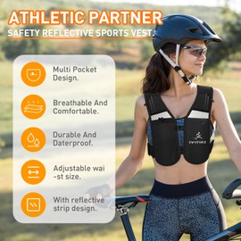Running Vest Backpack, Adjustable with Reflective Strips for Men and Women, Cycling, Running, Mountaineering, Hiking, Hydration Vest Set Multiple Pockets for Storing Mobile Phones, Water Bottles