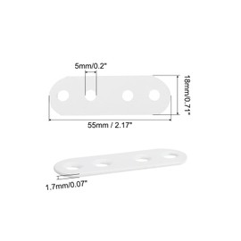 uxcell 20Pcs Flat Straight Brackets, 55x5mm Iron Brace Plate with Screws for Wood Furniture Mending Repairing, White