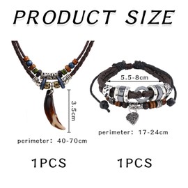 1 x Vintage Necklace and 1 x Vintage Bracelet, Pendant Necklace, Adjustable Necklace, Men's Leather Cord Necklace, Braided Bracelet, Fashion Accessories