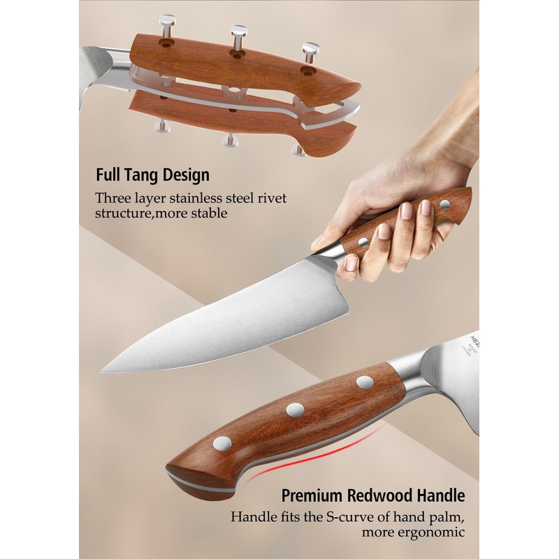HEZHEN Pro Chefs Knives 8.3 Inch,High Carbon German 1.4116 Steel,Stainless