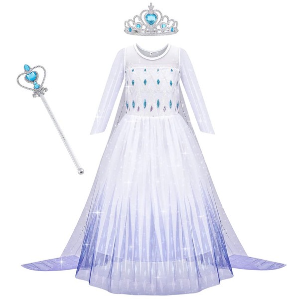 AOOWU Princess Dress Costume, Luxury Princess Dress with Shining Long