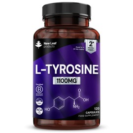 L-Tyrosine Supplement 1100mg - Free Form Amino Acid - 120 Vegan Capsules - Fermented High Strength L Tyrosine Supplement - No Artificial Preservatives